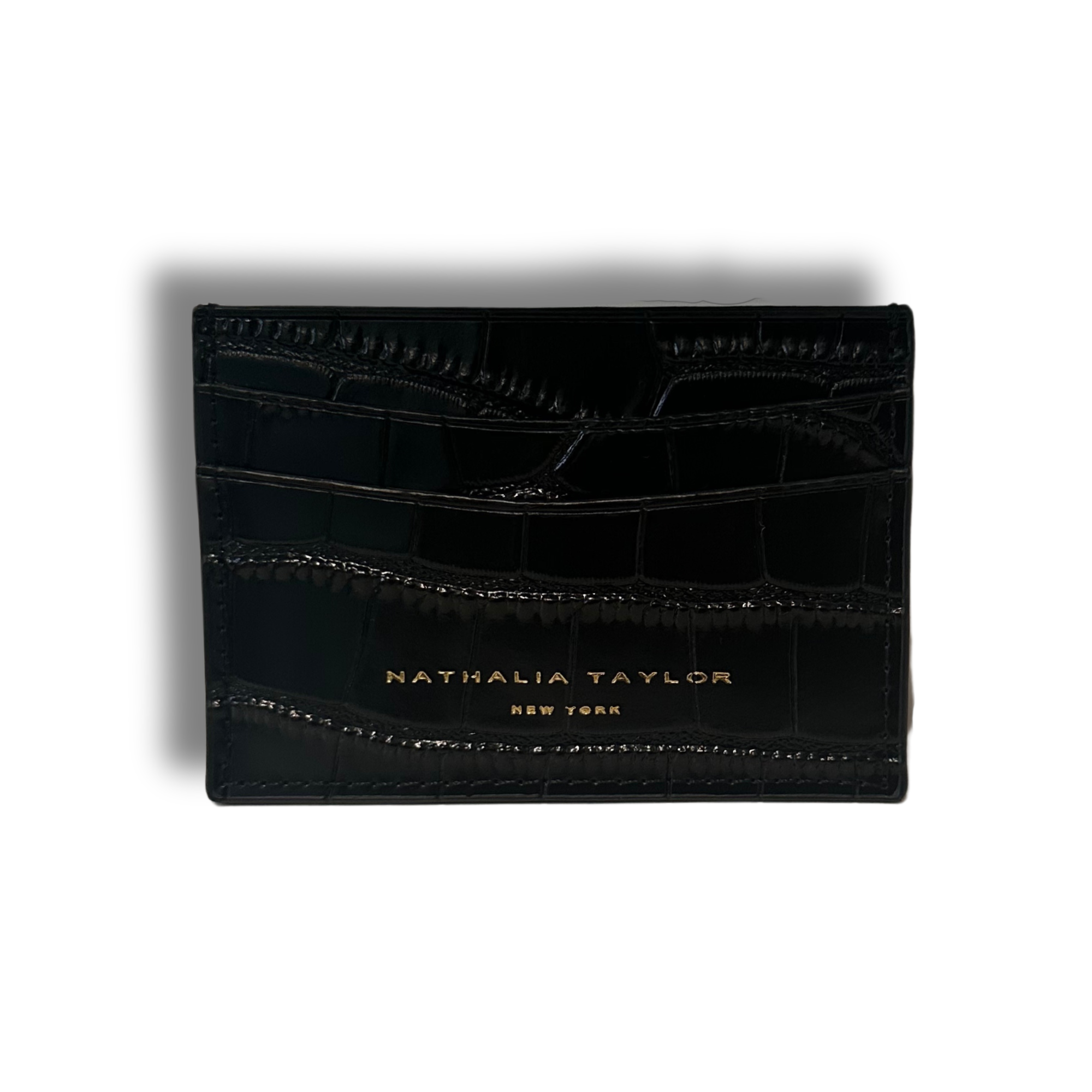Black Le ELIZABETH 69 Croc Card Wallet