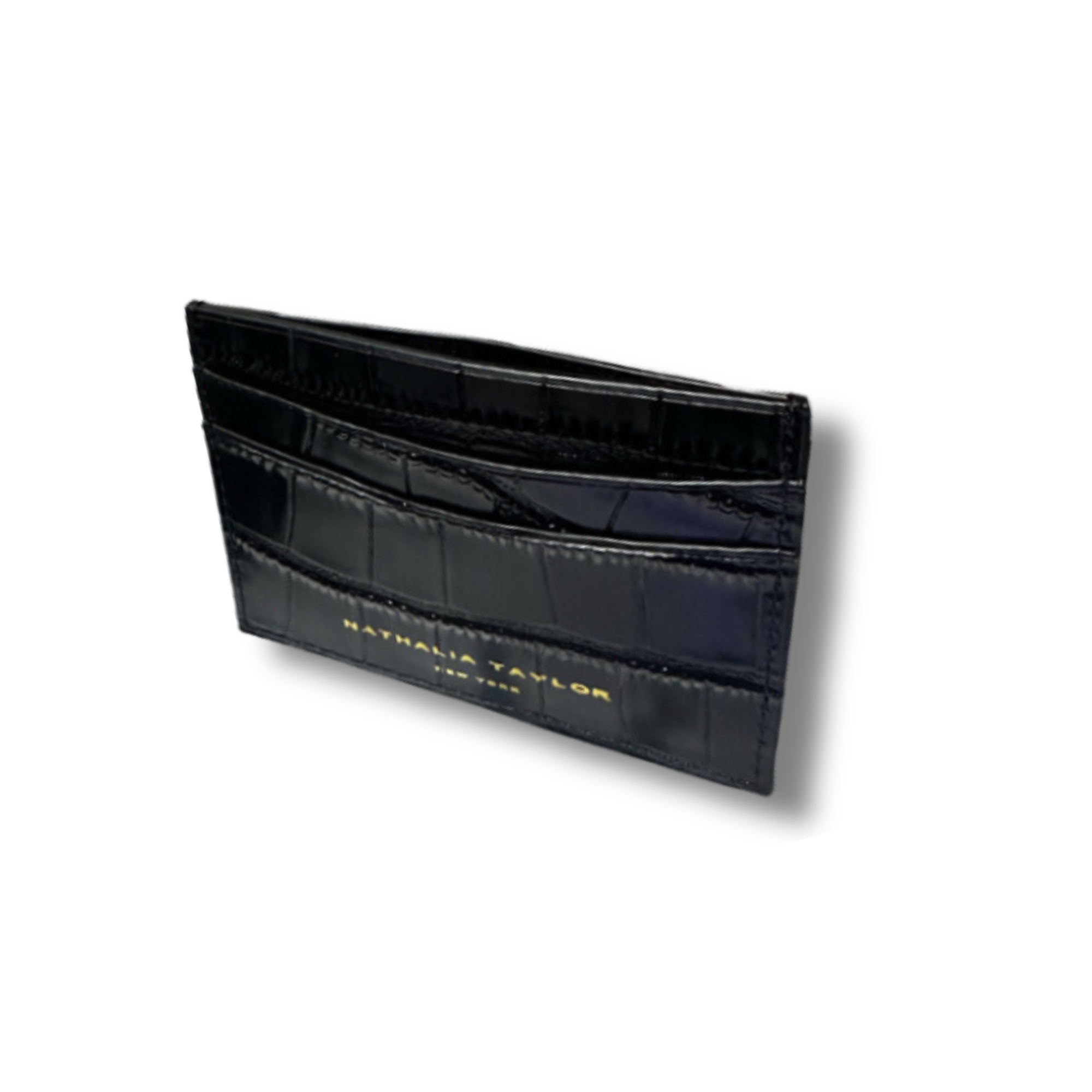 Black Le ELIZABETH 69 Croc Card Wallet