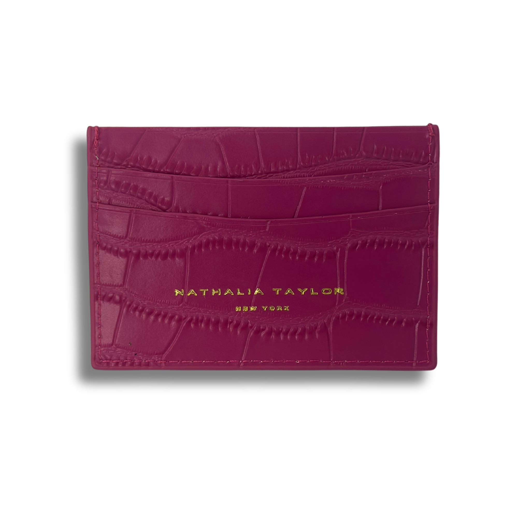 Pink Le ELIZABETH 69 Croc Card Wallet
