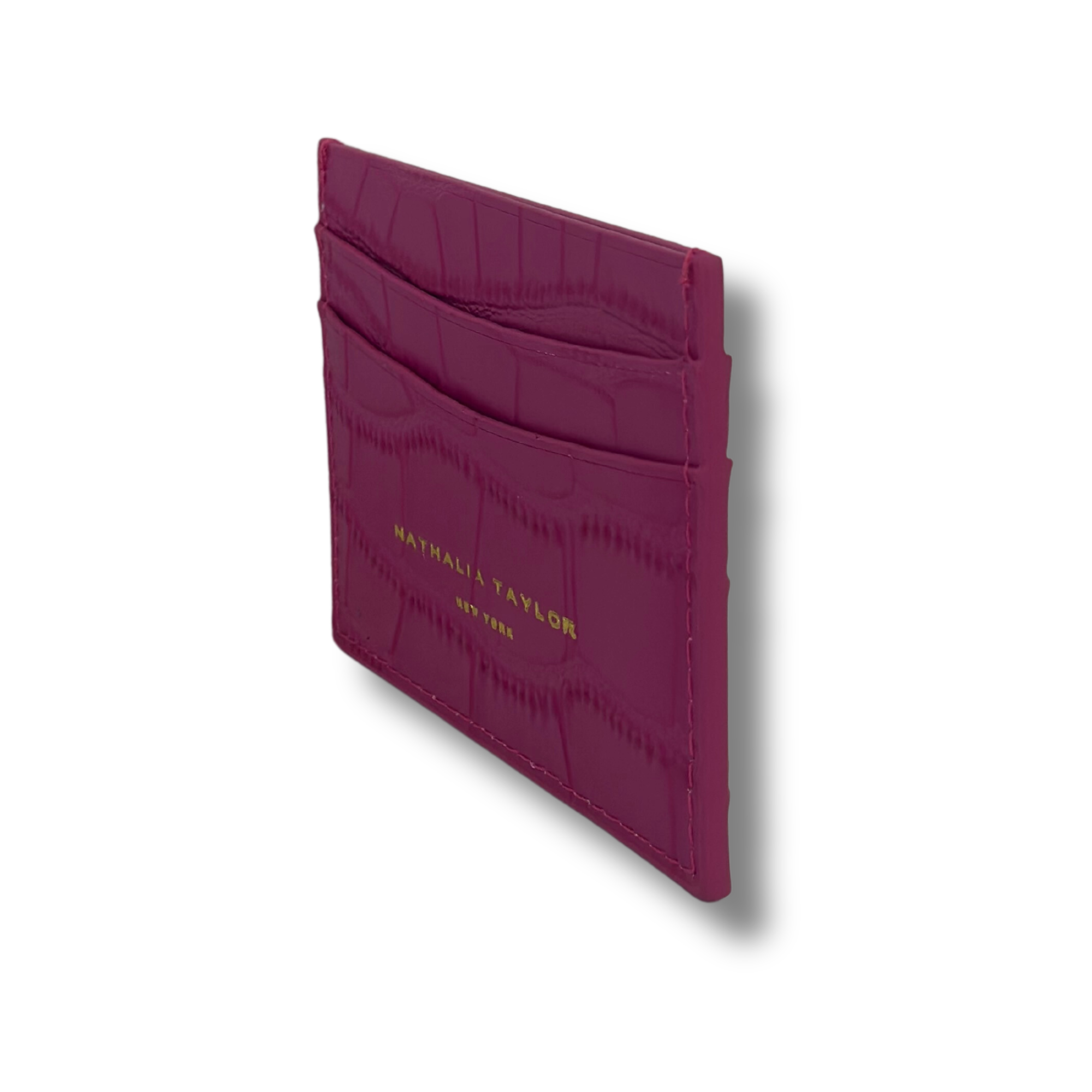 Pink Le ELIZABETH 69 Croc Card Wallet